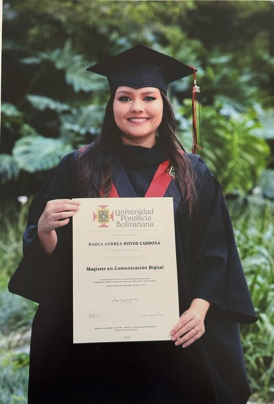 Paola Hoyos at her graduation as a Master in Digital Communication